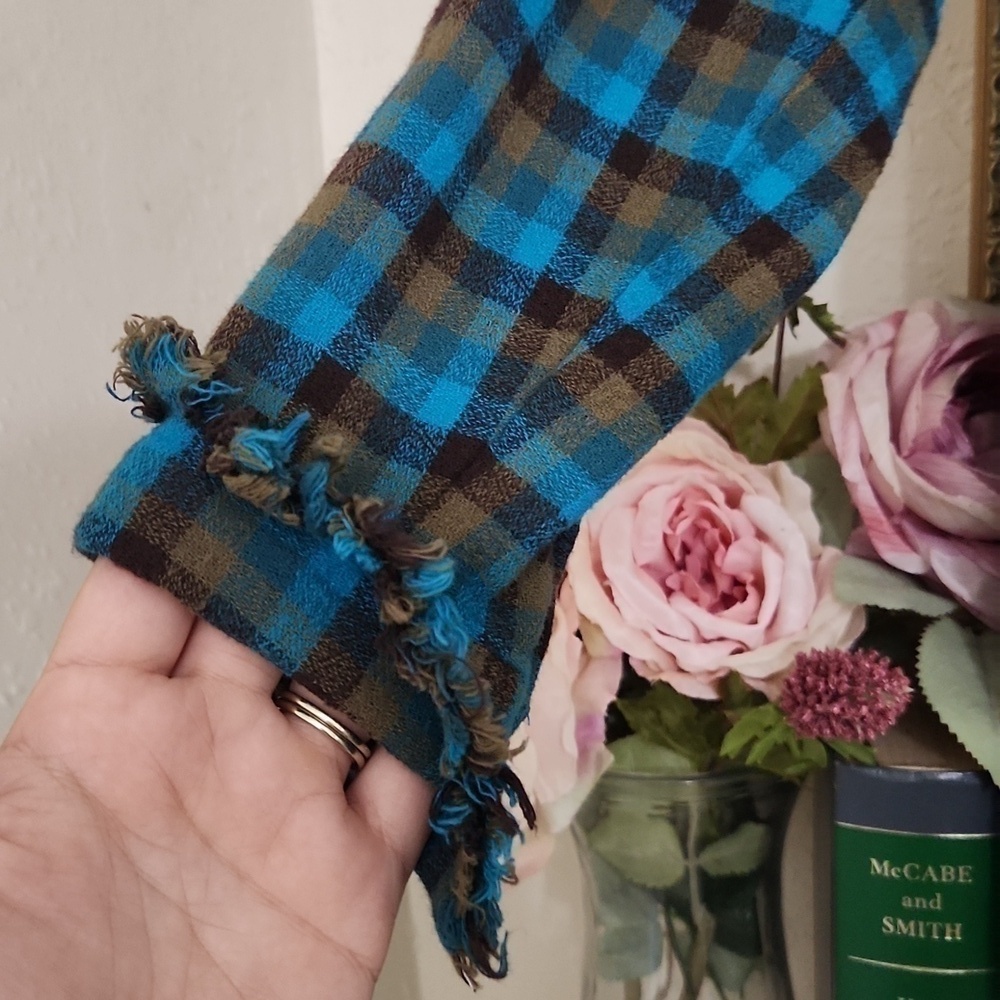 One 24 Rags Flannel Button Down Plaid Shirt Small Raw Hem Oversized Fall - Picture 9 of 12